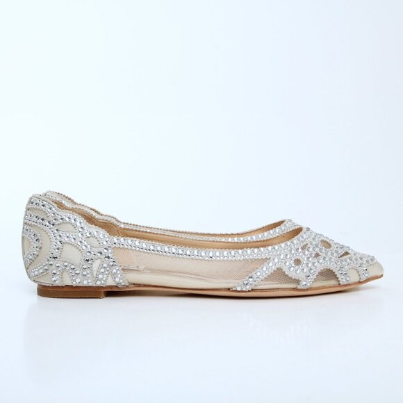 NIB Badgley Mischka Gigi Crystal Embellished Pointed Toe Flats - Picture 2 of 15